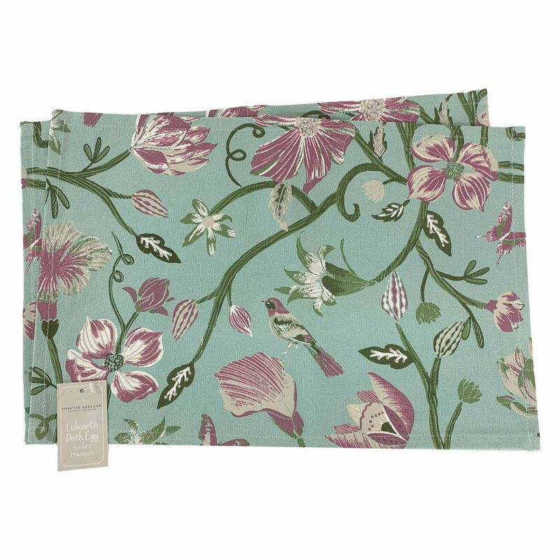 Forever England Lulworth Set Of 2 Cotton Placemats - Duck Egg image number 0